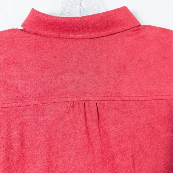 Chicos Smooth Faux Suede Reza Shirt Womens 1 Medium Red Hidden Button Front - Picture 11 of 15